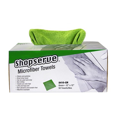 Shopserve® Microfiber Towels in Dispensing Boxes